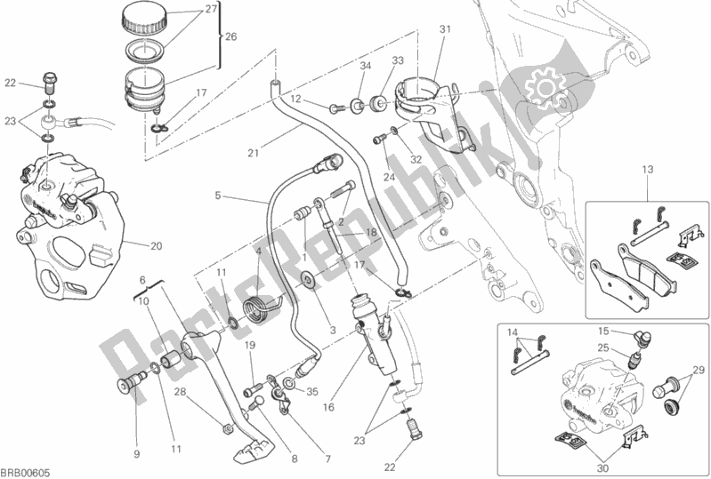 Alle onderdelen voor de Remsysteem Achter van de Ducati Multistrada 950 S 2020